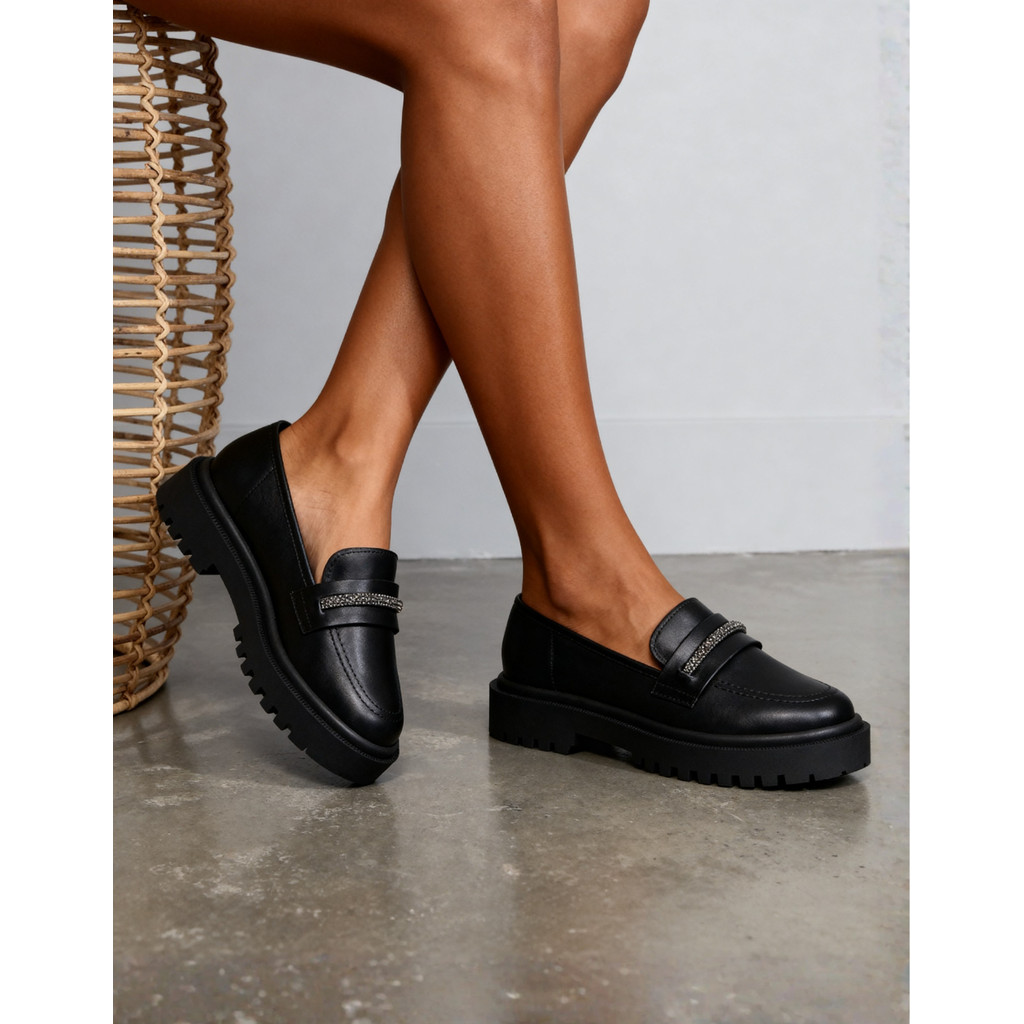 Mocassim Feminino Solado Tratorado Plataforma Casual Elegante Confortável