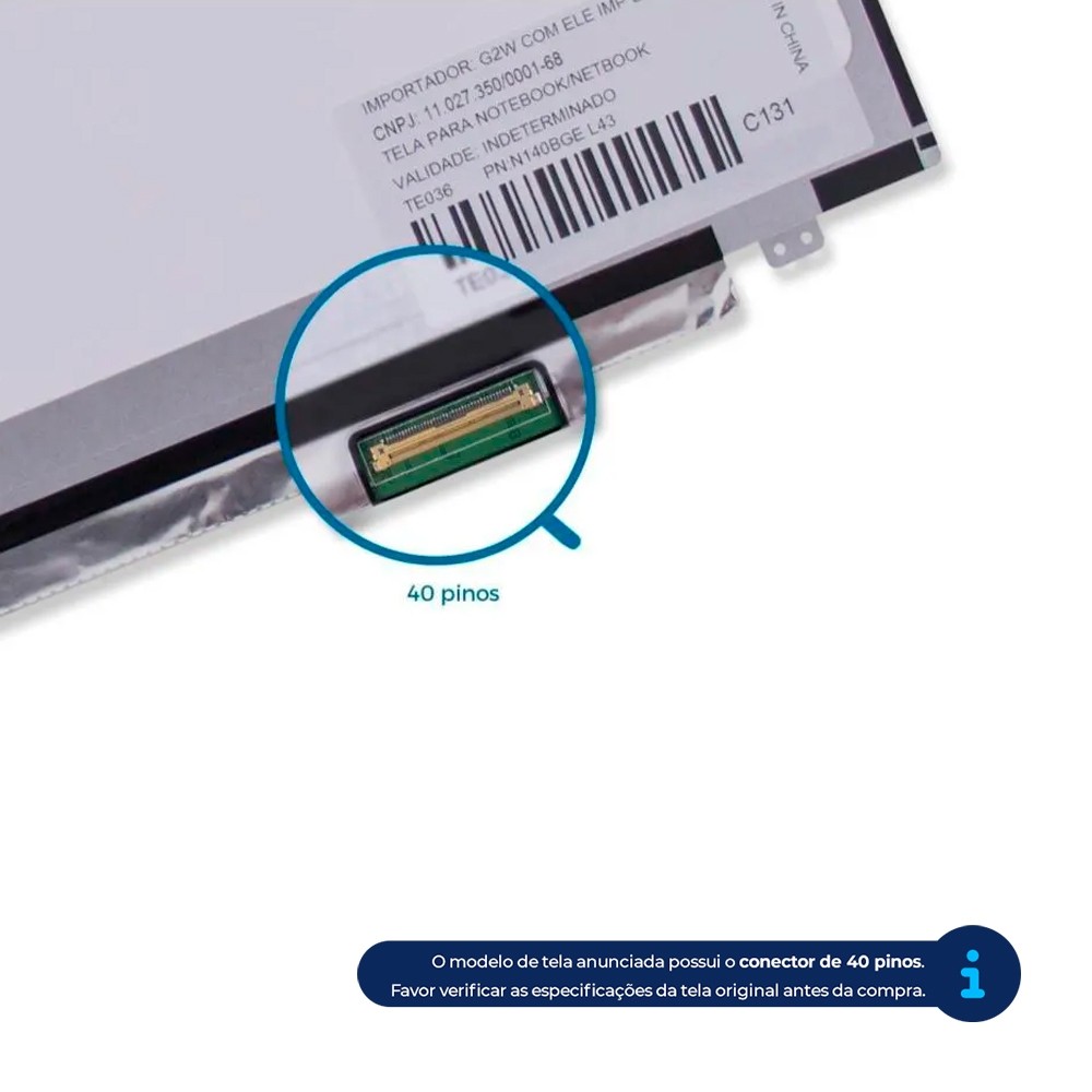 Tela 14" LED Slim Para Notebook Dell Vostro 14-5460