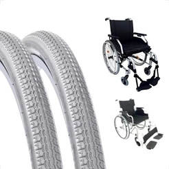 Par Pneu Pineu Para Cadeira de Rodas aro 24 x 1.3/8 Cinza Fino Resistente Arame Com Cravos