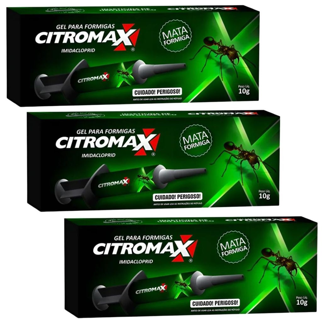 3 Kit Gel Para Formigas Citromax Uso Domestico - Seringa 10g