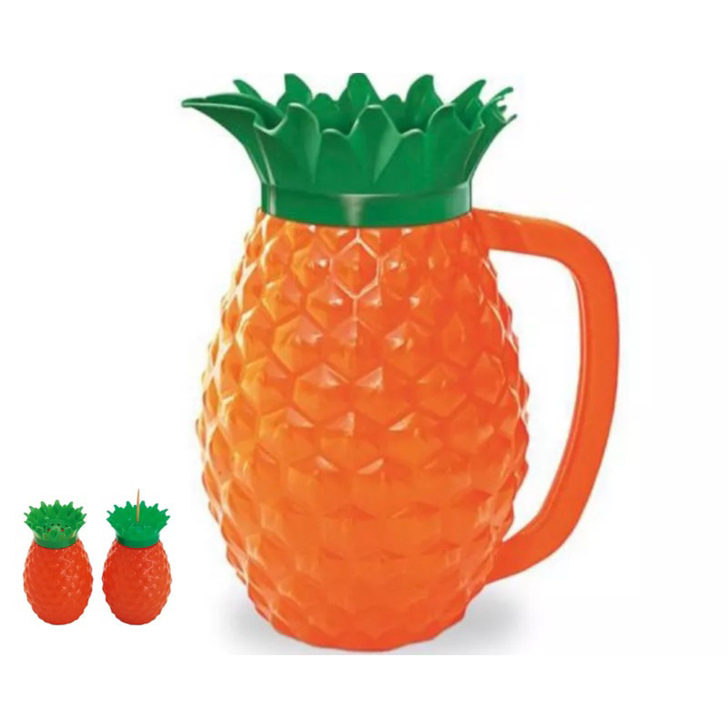 Kit Jarra Abacaxi 1,5 litros com Saleiro e Paliteiro Abacaxi