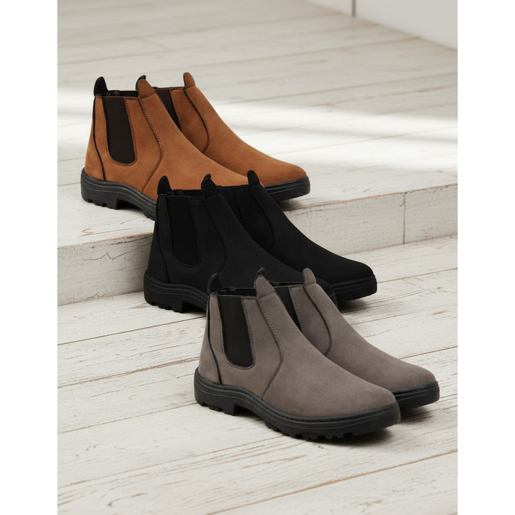 Kit 3 Botas Botina Coturno Unissex Chelsea Casual Camurça Trabalho Costurada Lançamento 2026