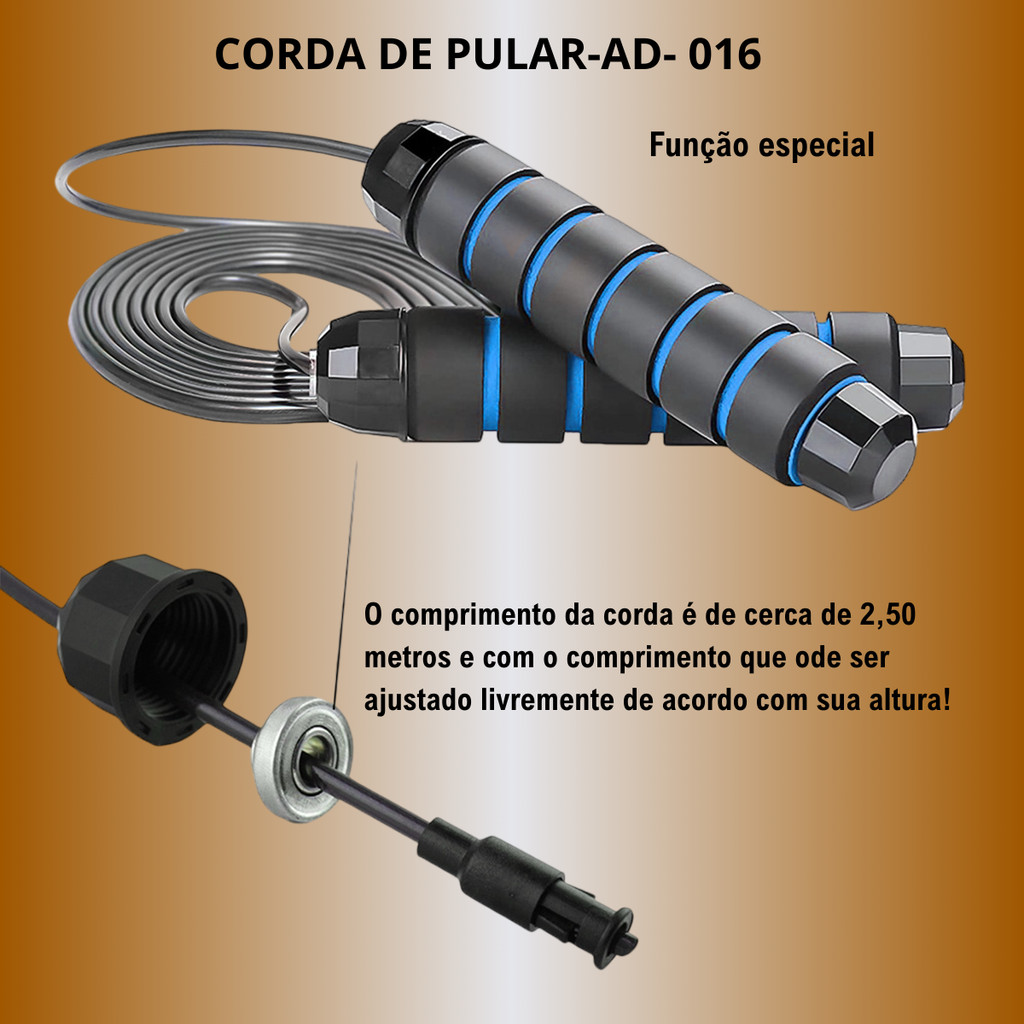 Corda De Pular Profissional Speed Rope Ajustável 2.50m Rolamento 360o e Cabo de Aço Para Treino Funcional Cross Crossfit em Oferta na Shopee
