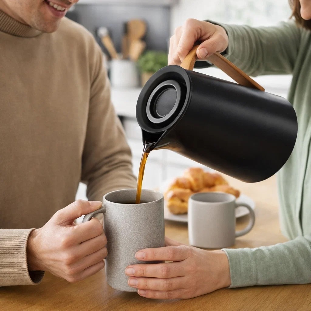 Garrafa Térmica Kyoto 1 Litro Preta Isolamento Térmico Portátil Café Chá Suco Achadinhos