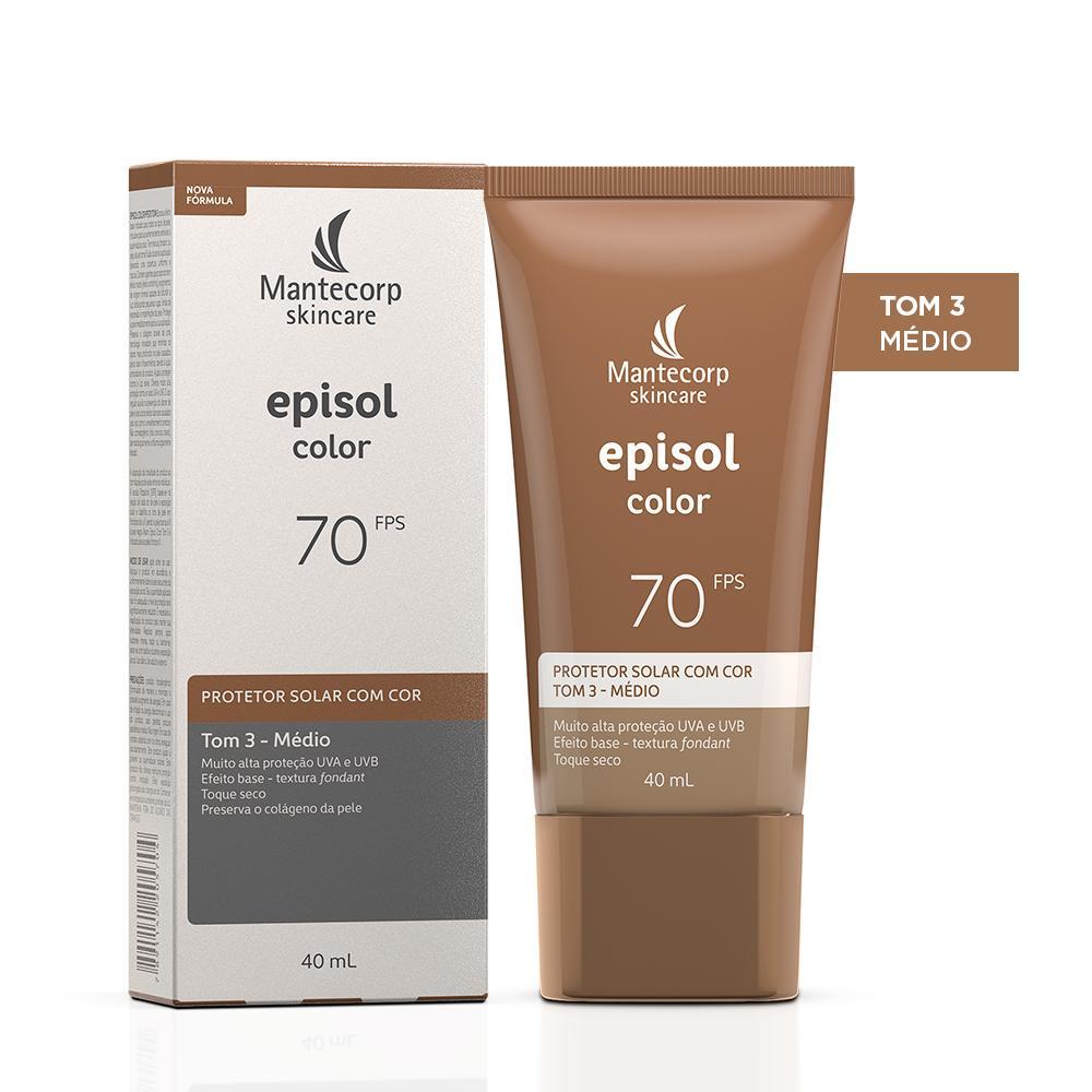 Protetor Solar Facial Episol Color Tom 3 Médio FPS70 40mL