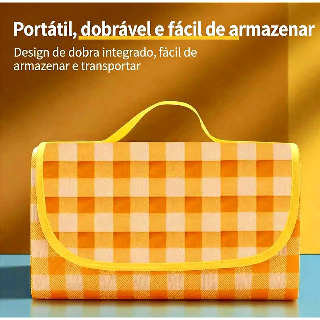Tapete de Praia e Picnic 200x200cm, Dobrável, Impermeável e Prático