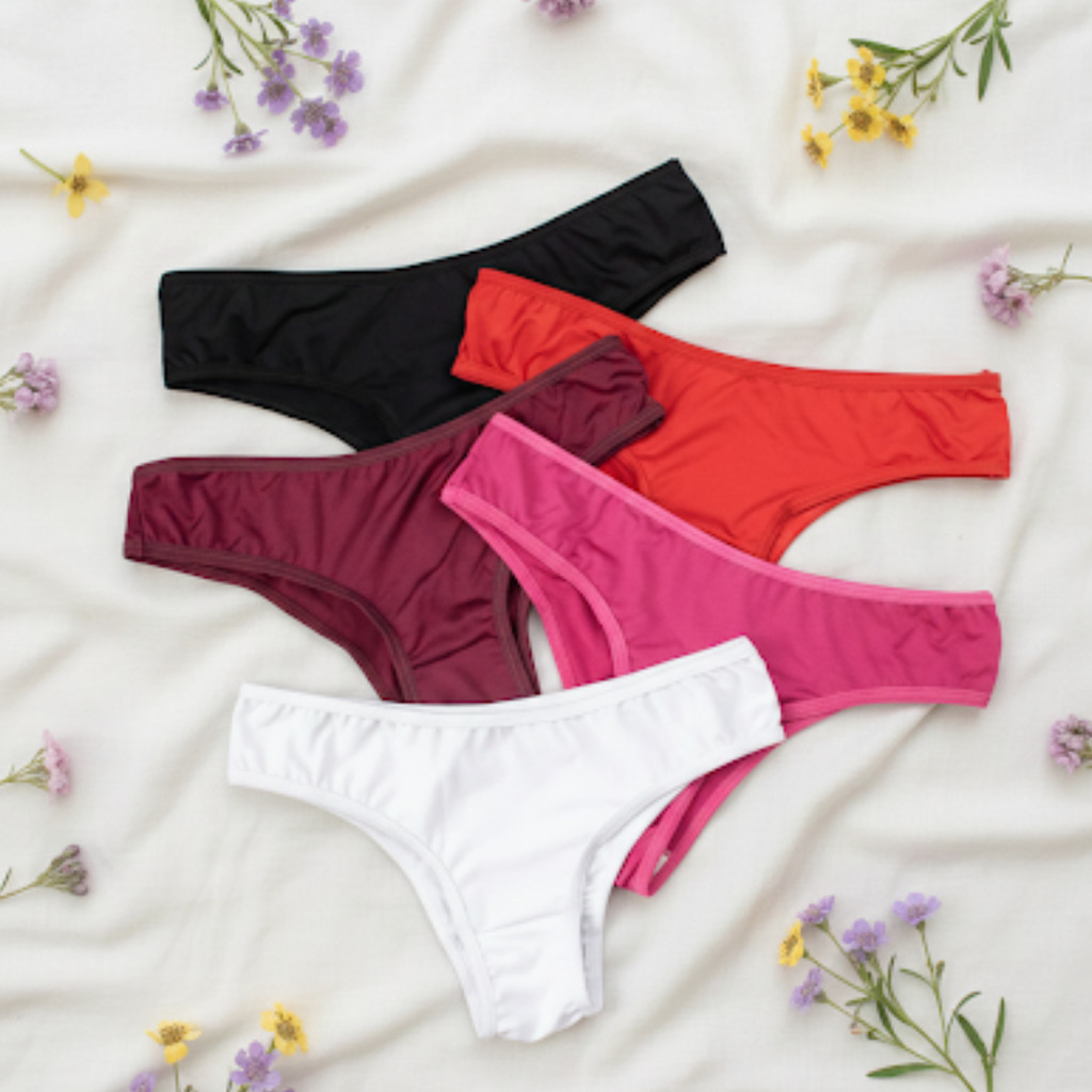 Detalhes do Kit 105 Calcinha Lisa 100% Algodão Feminina Confortavel Antialérgica Lingerie Mulher Dia a Dia Cores Lisas Cintura Alta