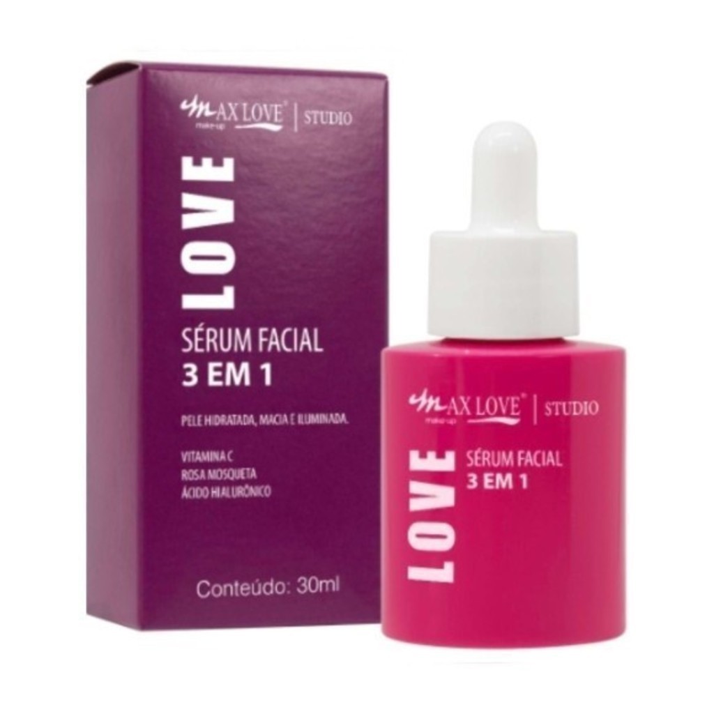 (V)✨ Sérum Facial 3 em 1 Max Love 30ml – Hidratação, Renovação e Antissinais