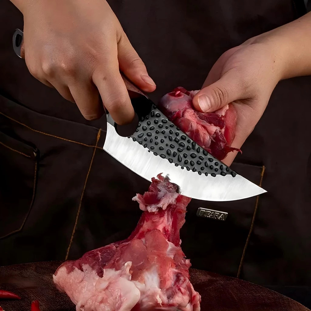 Faca Inox Artesanal Afiada Cortante Churrasco Cozinha Tábua Madeira Bainha Talheres Presente Achadinhos