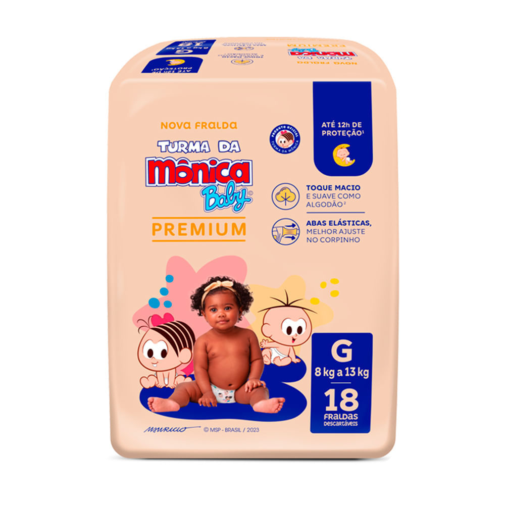 Fralda Infantil Turma da Mônica Baby Premium Tamanho G Pacote Jumbo 18 Unidades em Oferta na Shopee