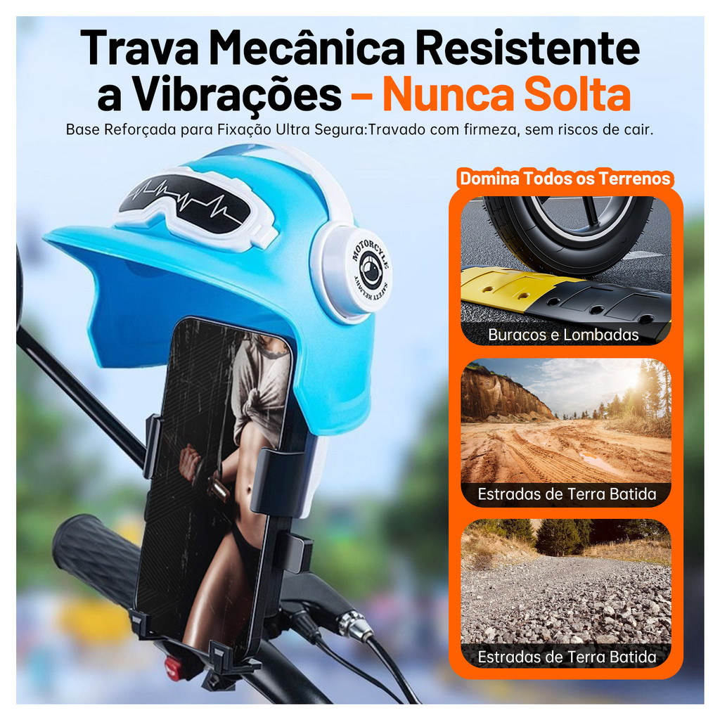 Suporte de Celular Moto Bicicleta Capacete Navegação GPS Proteção Universal Ajustável