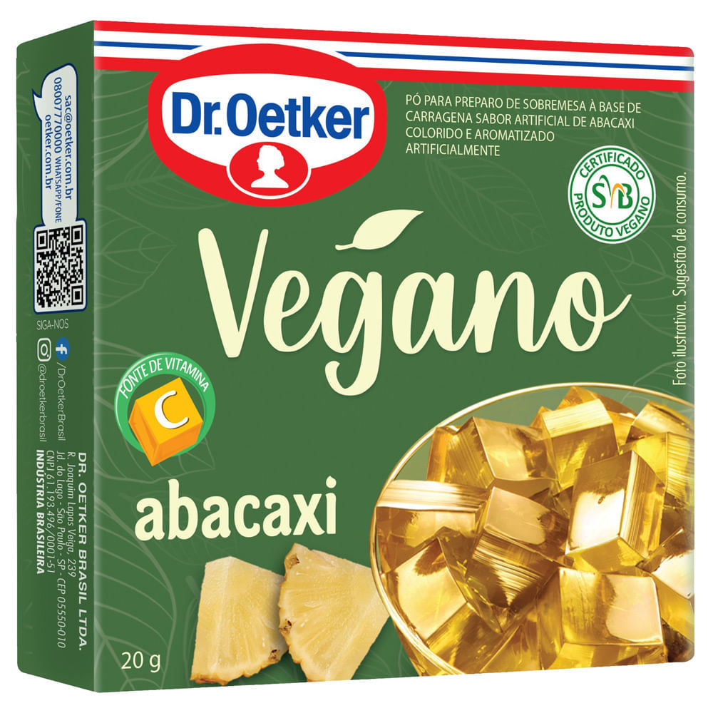 Gelatina Dr. Oetker Vegana Sabor Abacaxi 20g