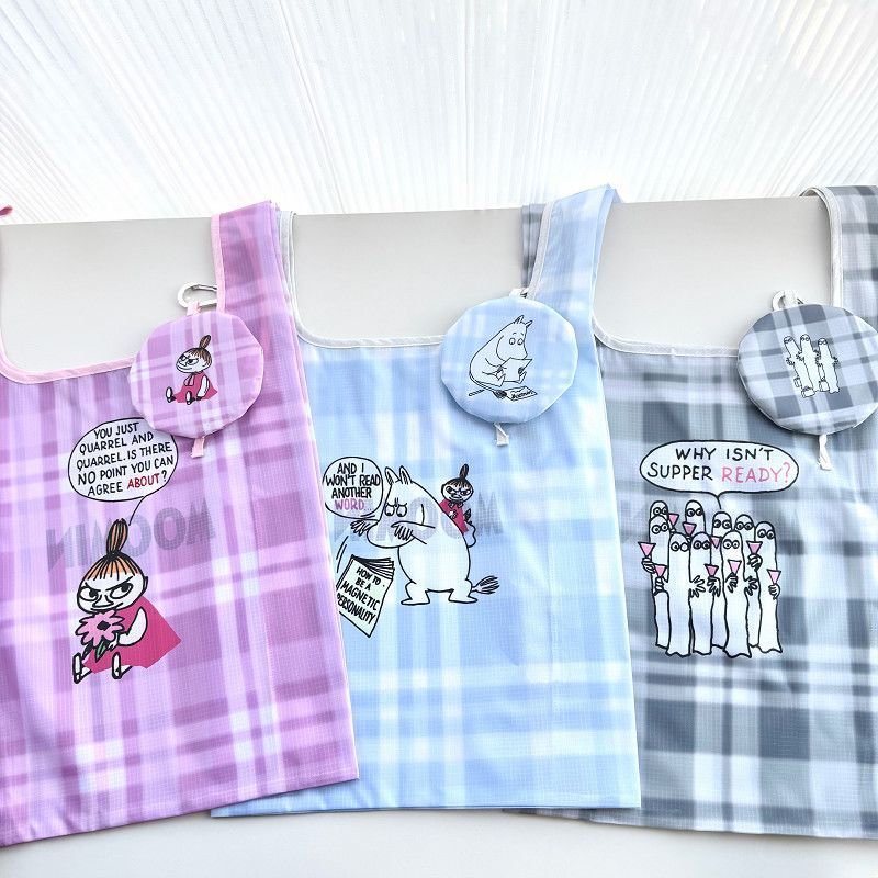 Japonês único moomin Yamei árvore essência verificação padrão dobrável armazenamento saco de compras Eco-Friendly saco p