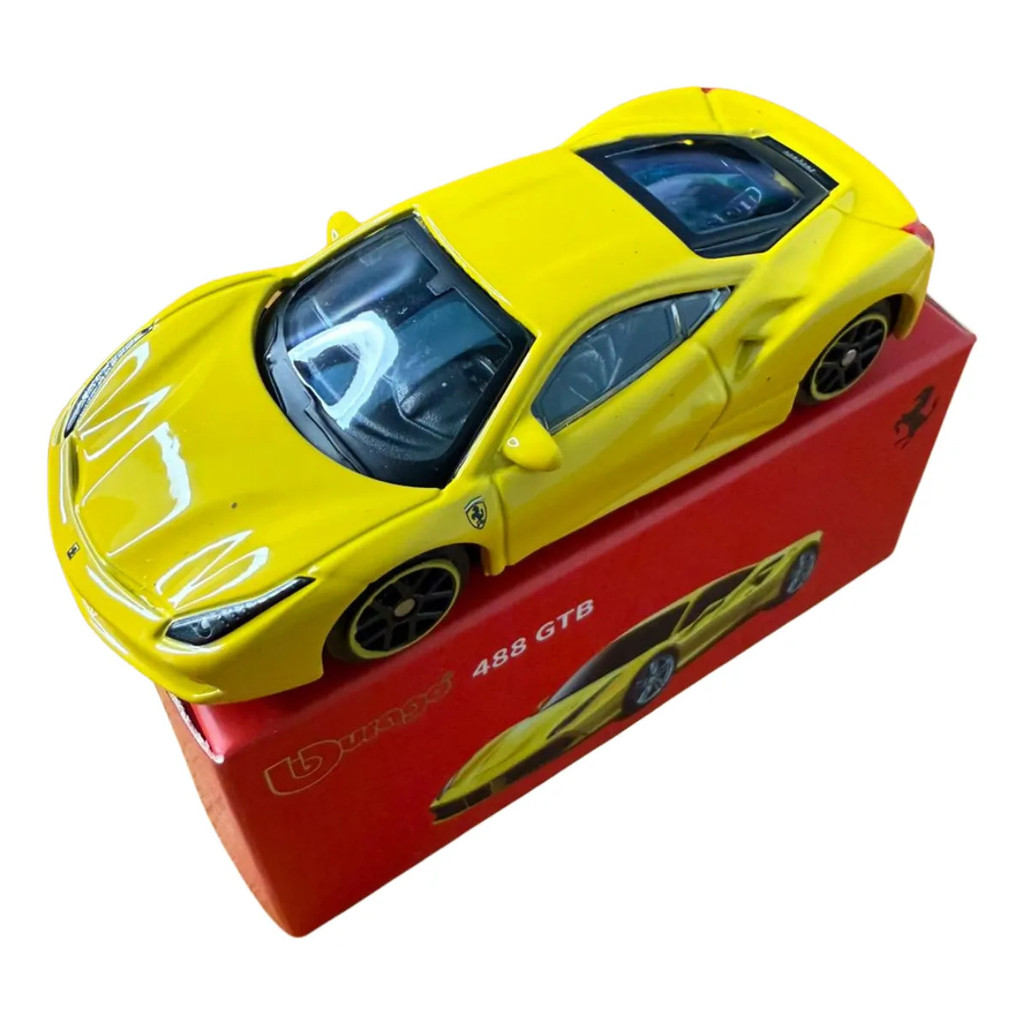 Miniatura Ferrari 488 Gtb Bburago Escala 1/64  Amarela