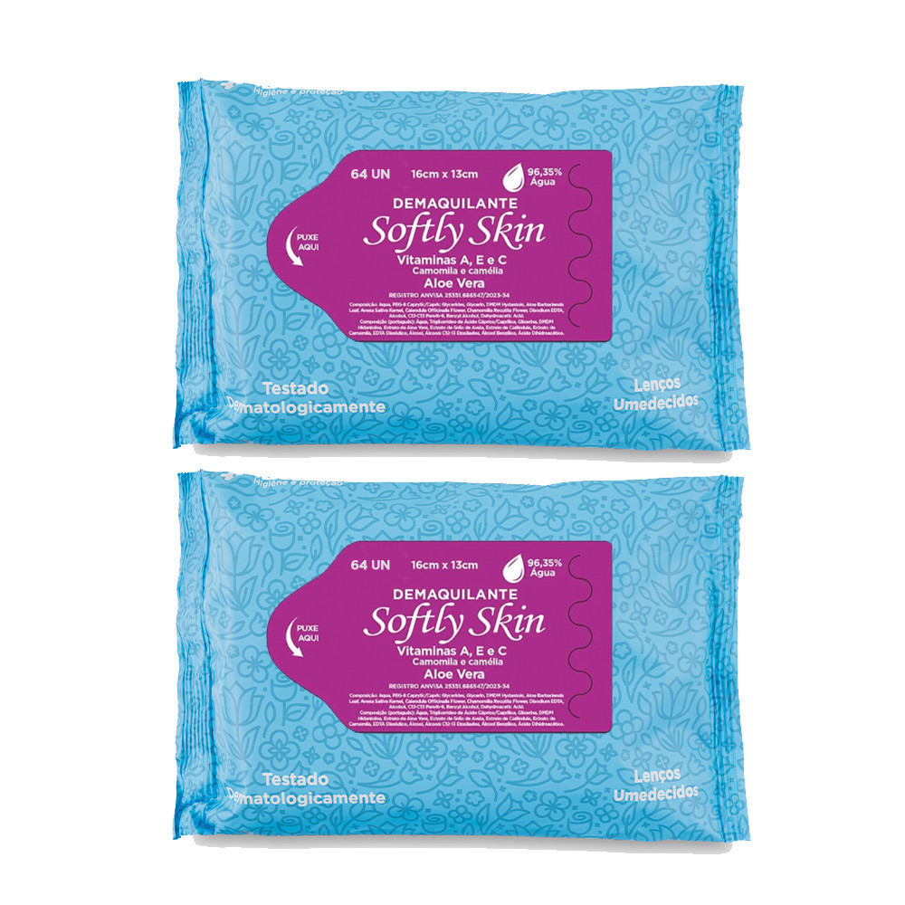 Lenço Demaquilante Facial 128un Remove Maquiagem Com Aloe Vera Vitaminas A E C