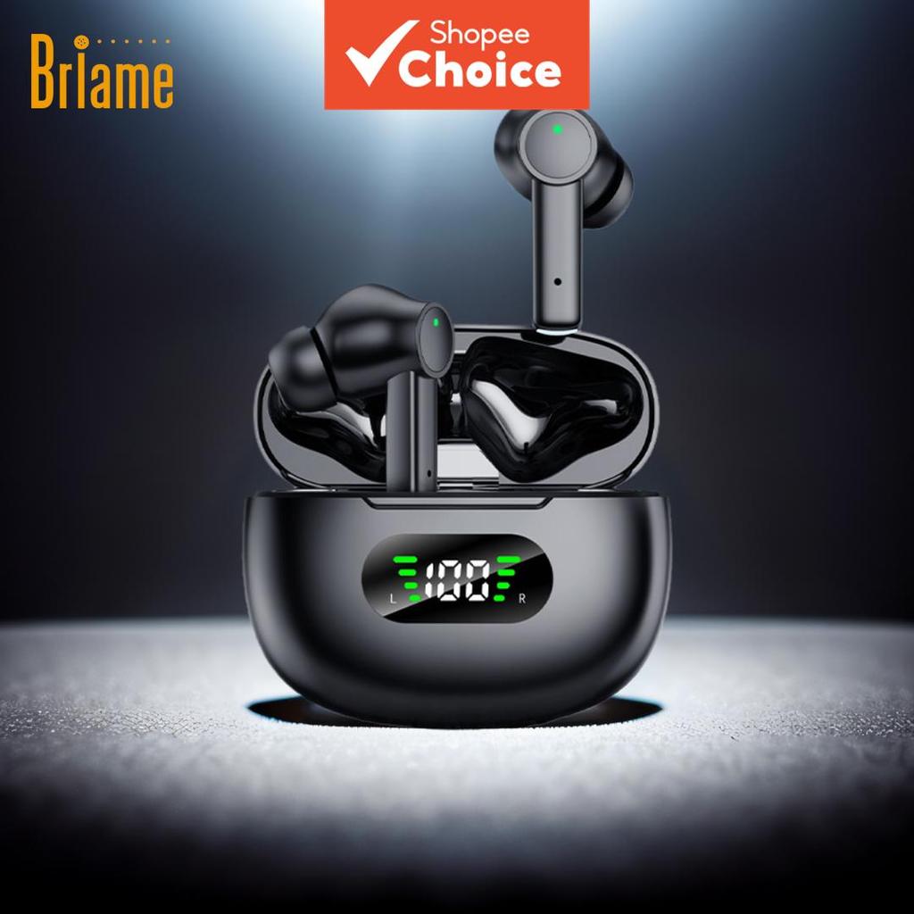  Fones de Ouvido Briame, TWS, Sem Fio, Bluetooth, Fones Intra-Auriculares, HiFi Stereo, Redução de Ruído, Fones de
