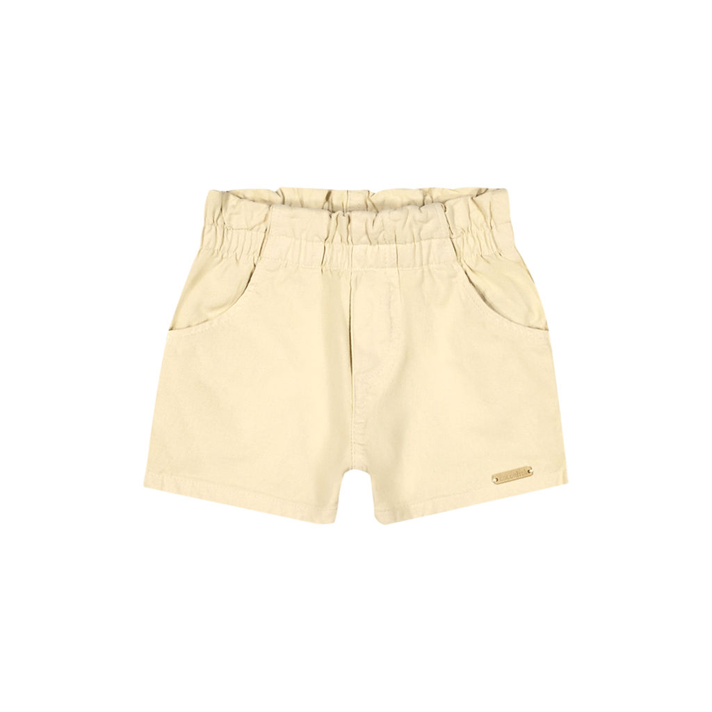 Short Infantil Menina Sarja Com Bolsos Colorittá Amarelo