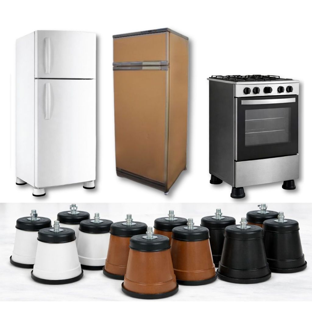 Kit 4 Pés Rodinhas Fogão Geladeira e Frezers Universais Eletrodomésticos 380kg Preto Branco Marrom