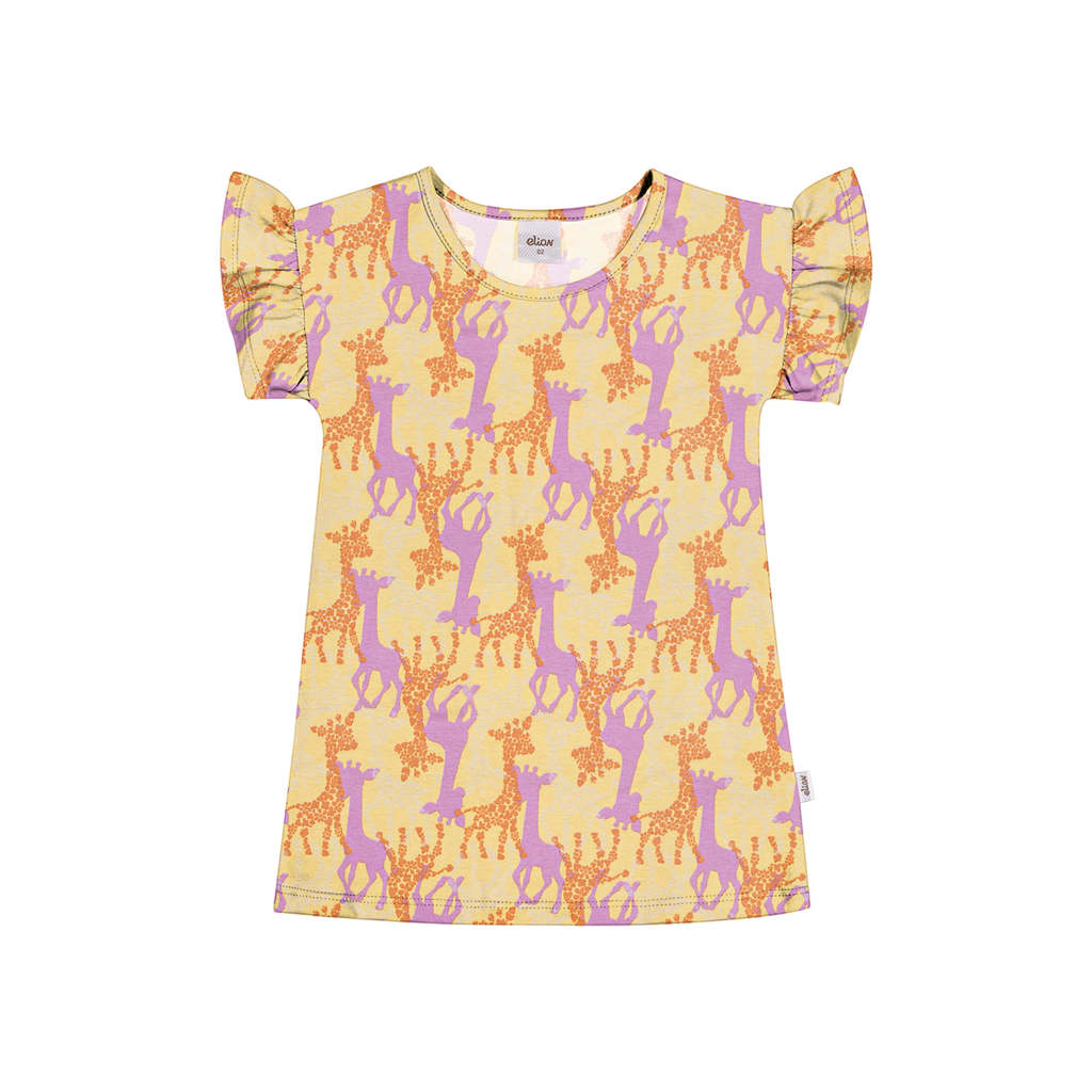 Vestido Infantil Menina Meia Malha Girafa Elian Amarelo