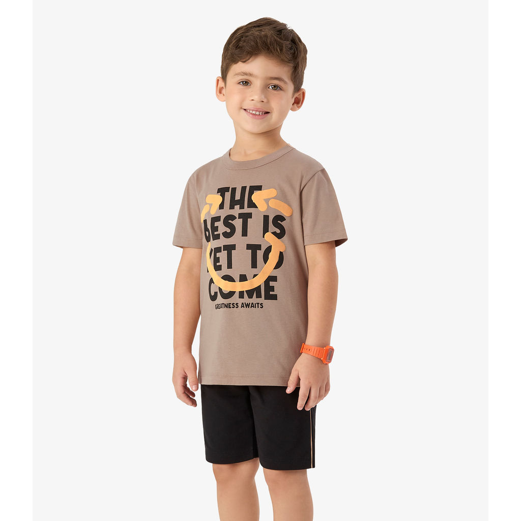 Conjunto Regata c Bermuda em Meia Malha Rovi Kids Marrom em Oferta na Shopee