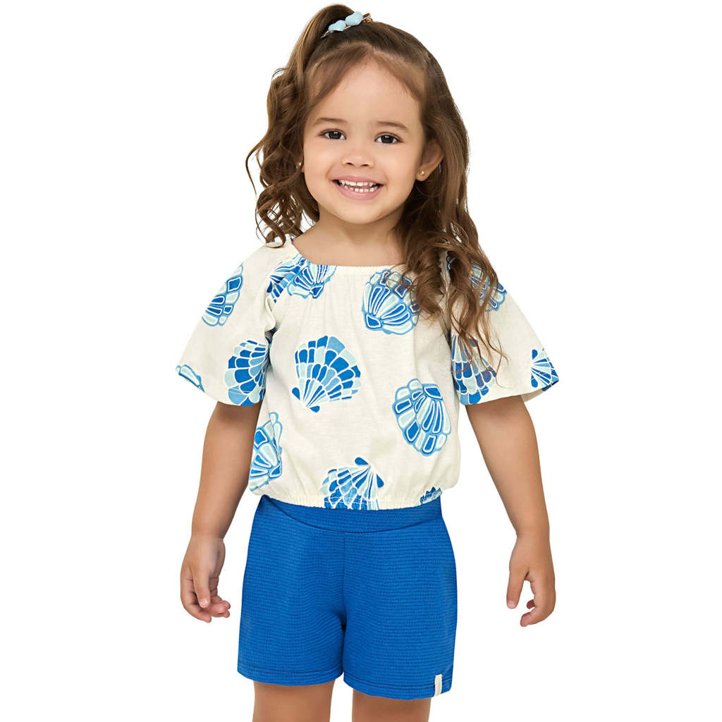 Conjunto Infantil Menina Conchinhas Elian Bege