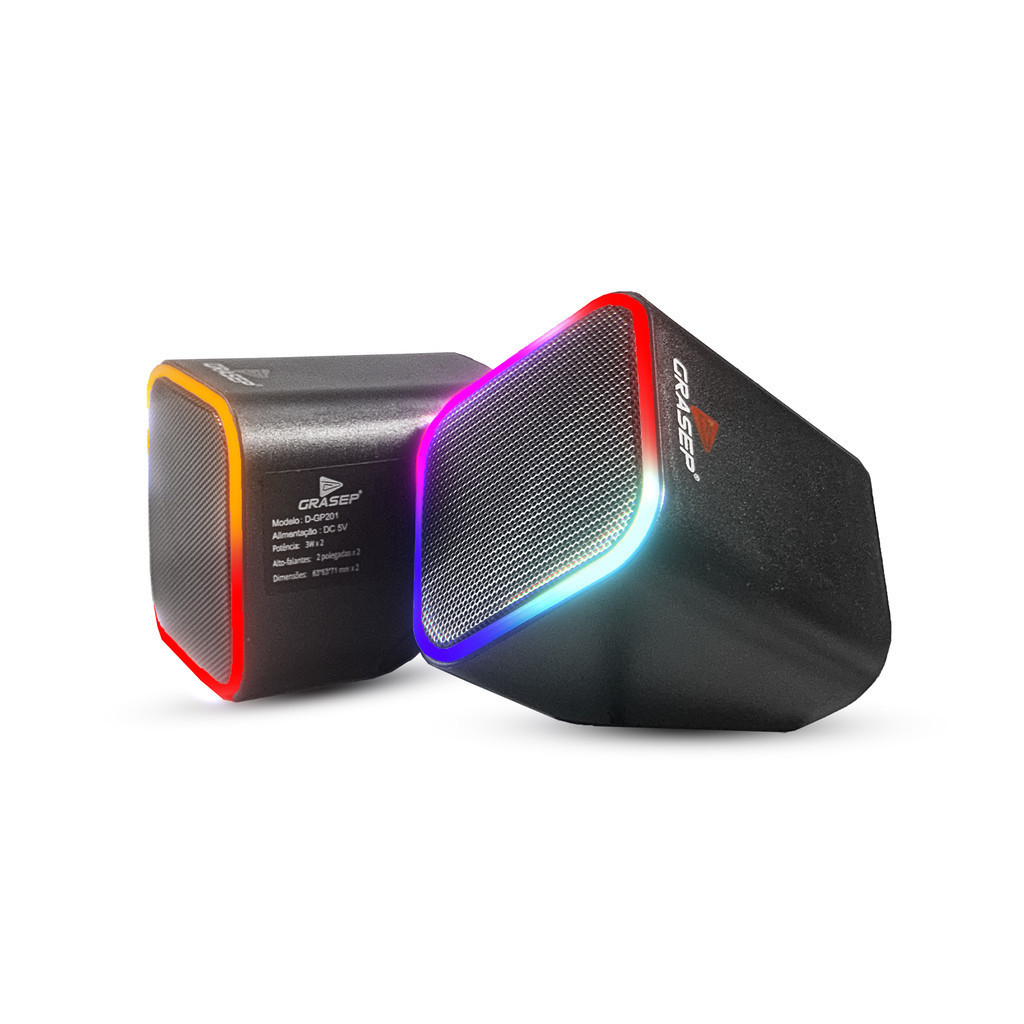 Caixa De Som Som Claro Nítido Profundo Estéreo 2.0 RGB 6W RMS  USB E P2 Plug & Play em Oferta na Shopee