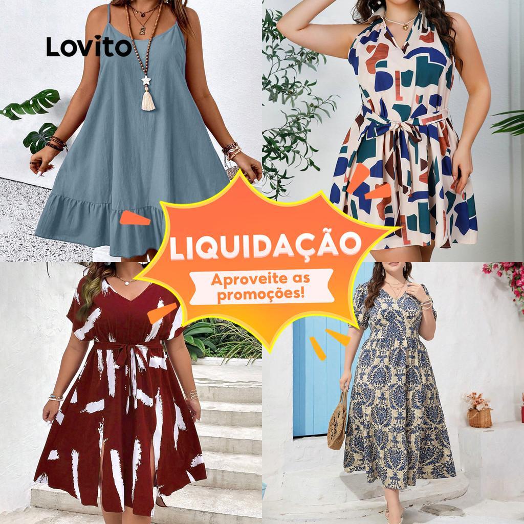 Lovito Special Casual Plus Size Dress / One-piece for Women em Oferta na Shopee