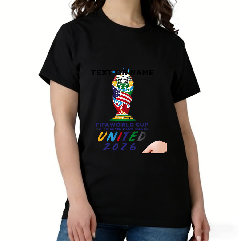 Camiseta Do Campeão Da Copa Do Mundo 2026 - Design Com A Copa Do Mundo, Bandeiras Do México, Estados Unidos E Canadá