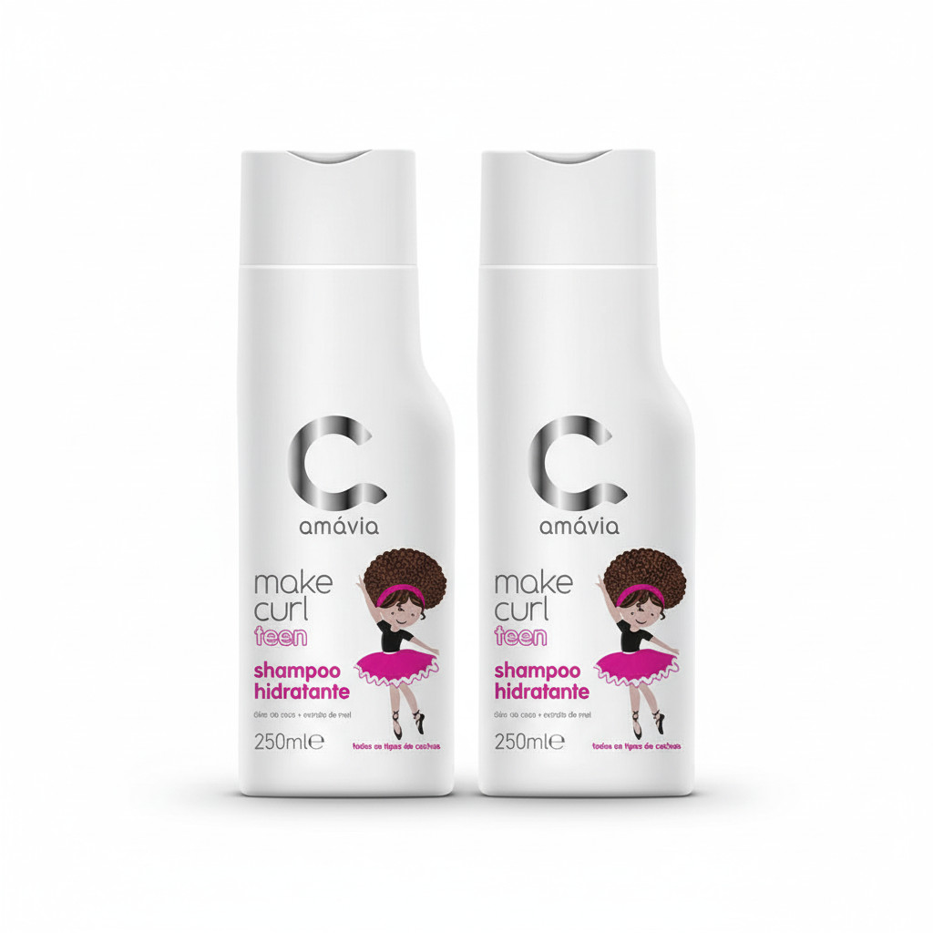 Kit 2 Make Curl Teen Shampoos Hidratante Amavia Hair Creme