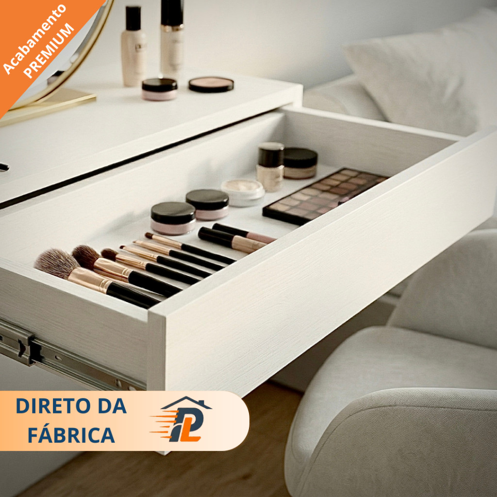 Penteadeira Suspensa Gaveta MDF Camarim Maquiagem Quarto Mesa 60cm Fixa Parede Trilho Telescópico
