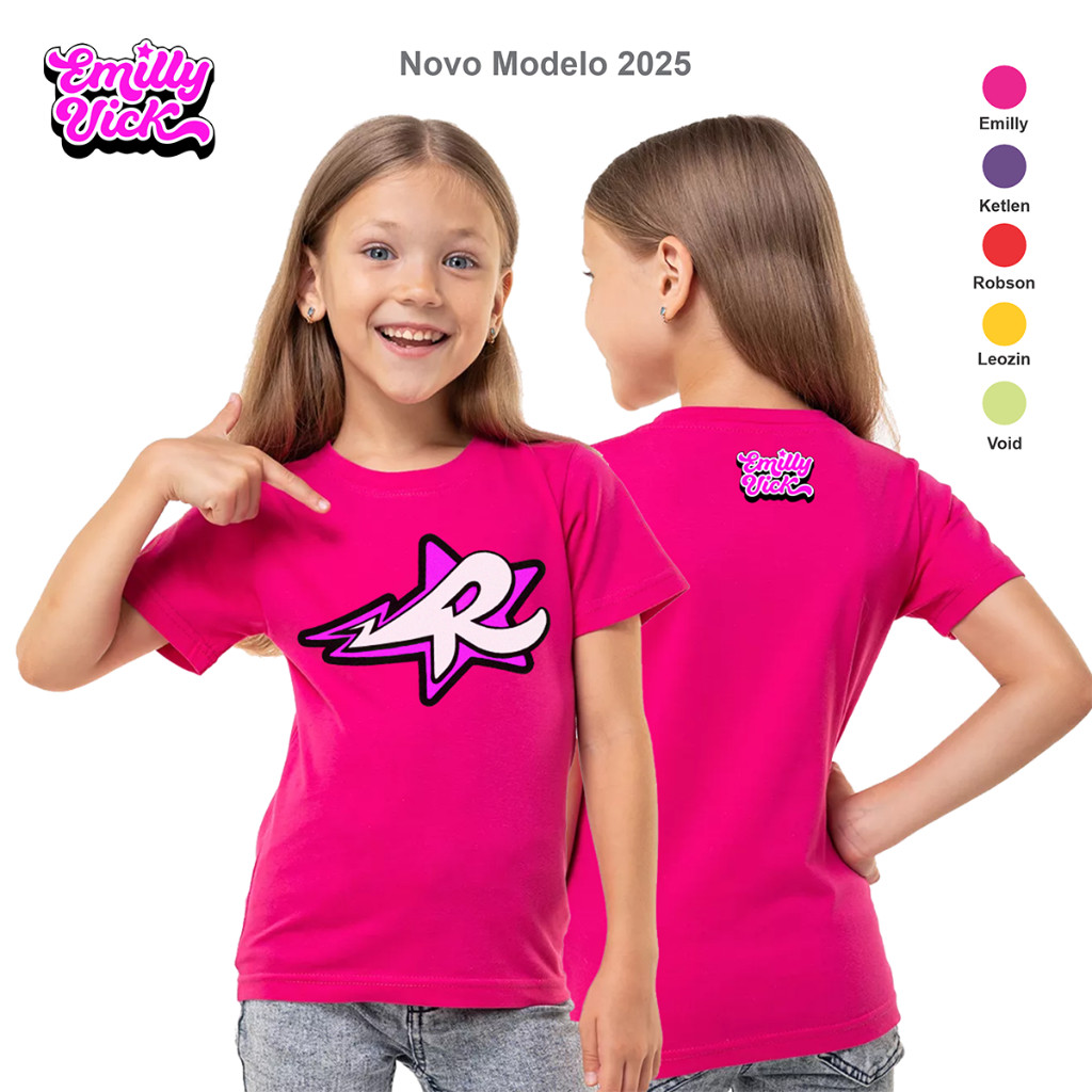 Camiseta Infantil Emilly Vick Ketlen Grupo Rosa Vários Modelos Diferenciados 100% Algodão Lançamento
