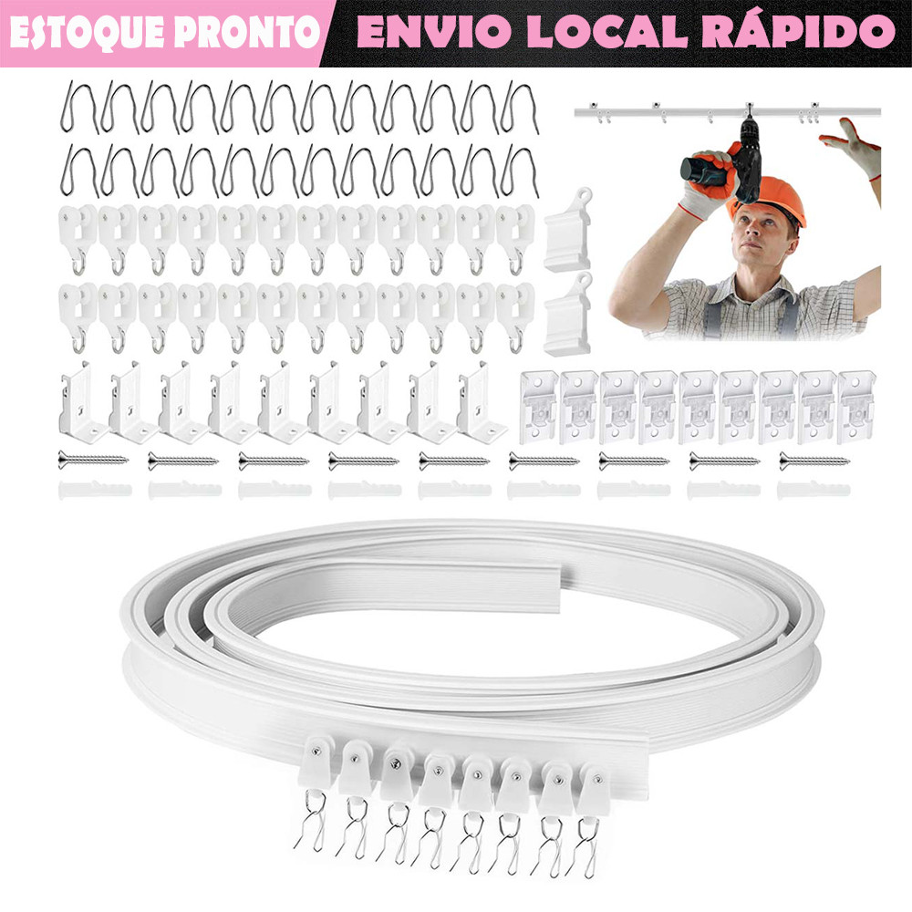 3 metros Trilho Para Cortina De Teto Kit Para Com Acessórios De Instalação Para Janelas Cortinas Chuveiro RV Branco