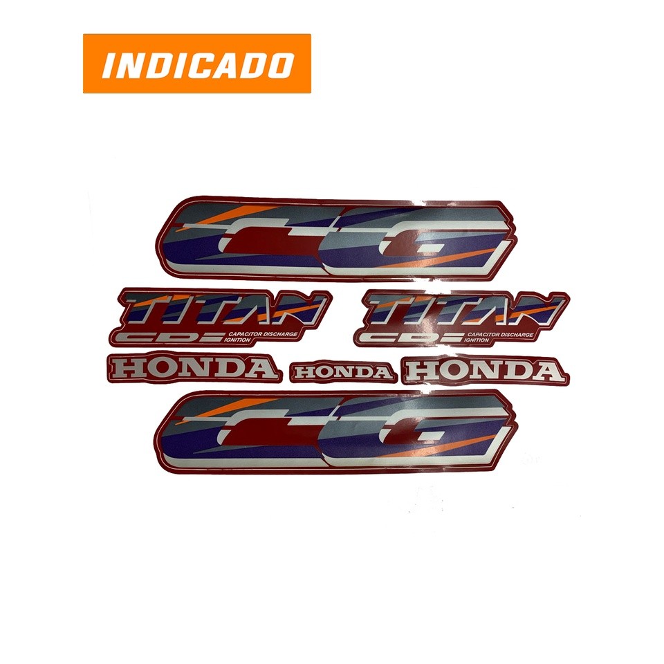 Kit Cartela Faixa Adesivas Honda Titan 125 96 Vermelha Jogo Adesivo Completo