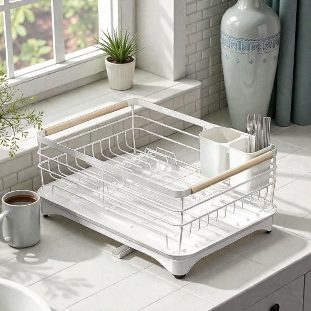 Escorredor Louças Porta Talheres Base Coletora Antiderrapante Secagem Rápida Pia Design Moderno