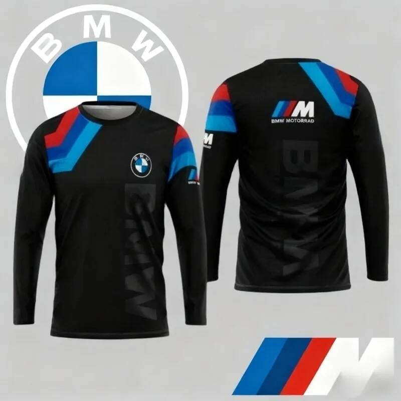 Nova BMW Clássico Moda Impressão 3D Camiseta De Manga Comprida Confortável Casual Bicicleta F1 Motocicleta Esportes Ao A