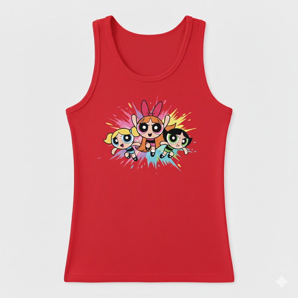 Regata Infantil Feminina Estampada Meninas Super Poderosas Regata 100% Algodão