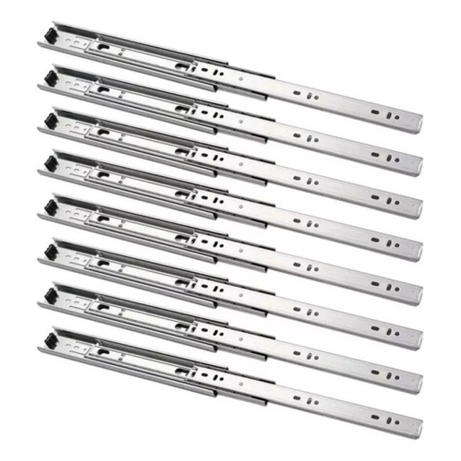 4 Pares Corrediça Telescópica 35cm 25kg Trilho Para Gavetas