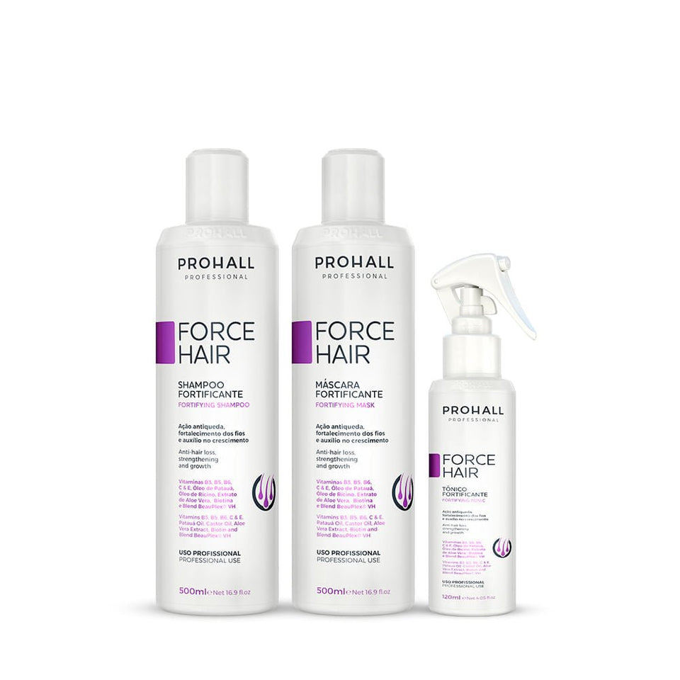Kit Crescimento Capilar Force Hair Shampoo + Máscara + Tônico 8x em Oferta na Shopee