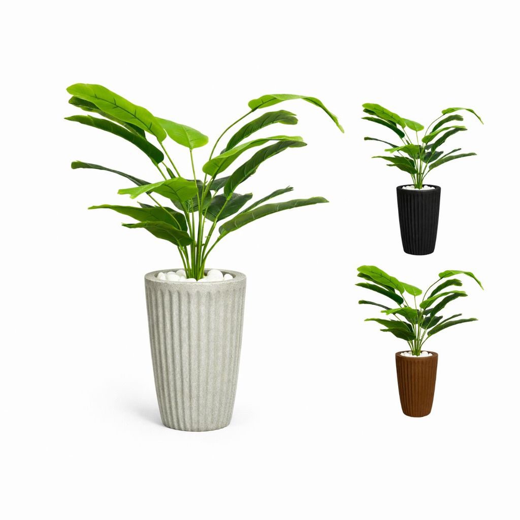 Planta Artificial Bananeira Com Vaso Coluna Romana Polietileno Decoração