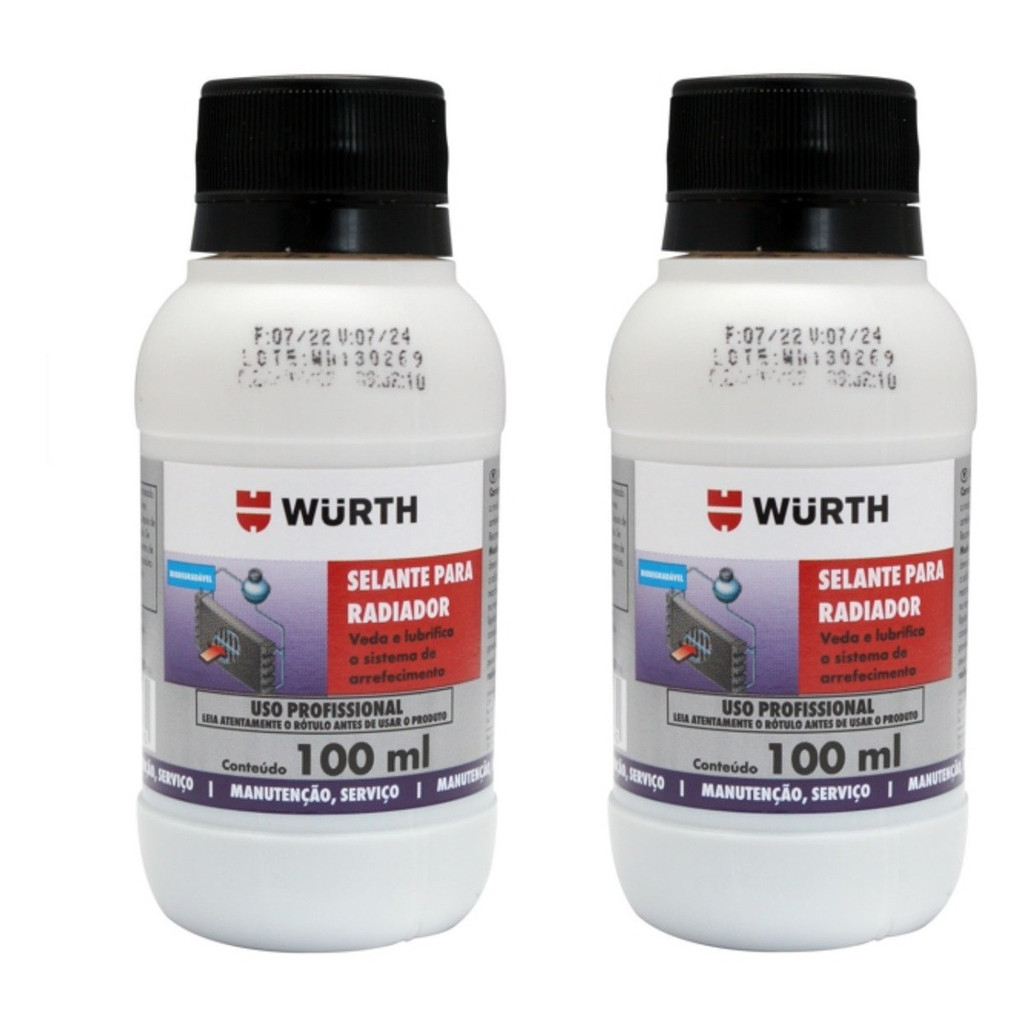 Kit 2 Selante Radiador Tapa Furo Biodegradável Wurth - 100ml Wurth kit2-0893541100