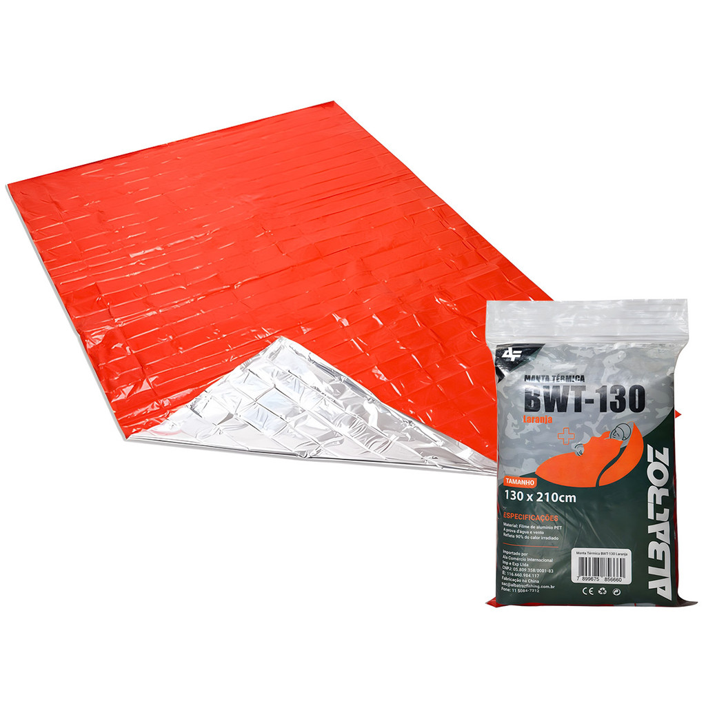 Manta Térmica Aluminizada Albatroz BWT-130 laranja (130 x 210cm)