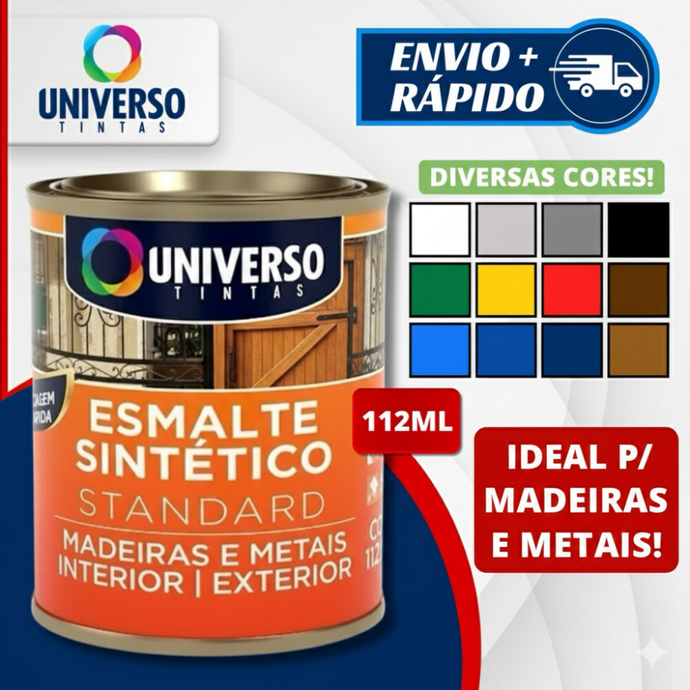 Tinta Esmalte Sintético Para Ferro Madeira e Metais 1/32 112,5ml Brilhante - Universo Diversas Cores