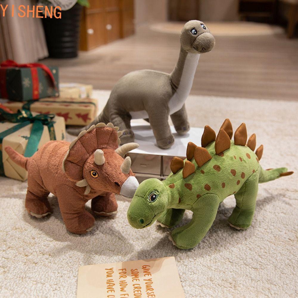 Almofada De Pelúcia De Dinossauros YISHENG , Boneca Triceratops Verde Coleção Velociraptor , Algodão PP em Oferta na Shopee