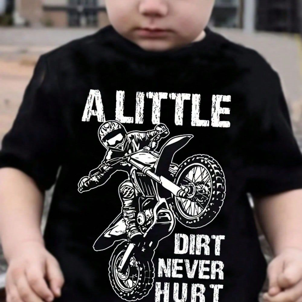 Camiseta Infantil de Manga Curta com Estampa de motocross Camiseta 100% algodão infantil Casual Infantil Gola Redonda
