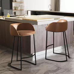 Kit 2 Banquetas Holanda Bancada Balcão Área Gourmet Lazer Externa Estofado em Couro PU