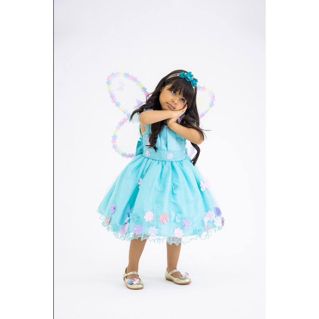 Vestido de Festa Infantil Jardim Encantado Isis Luxinho Verde Tiffany