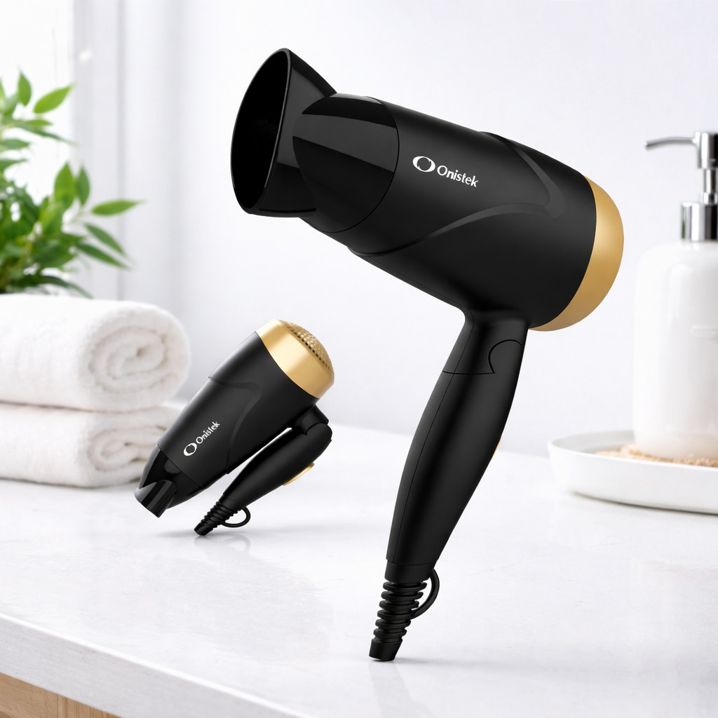 Secador de Cabelo Compacto 1600W Dobrável Baixo Ruído 2 Velocidades Com Bocal Concentrador ON-CF04 em Oferta na Shopee