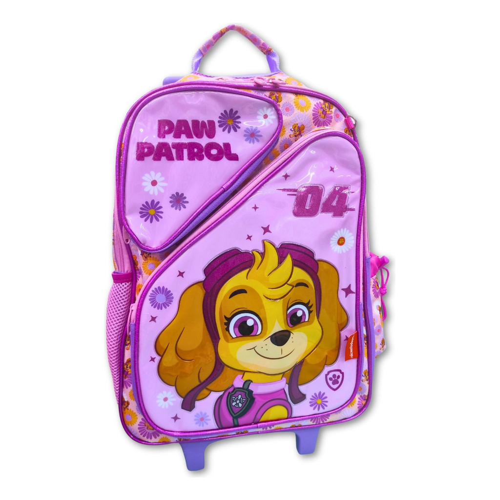 Mochila Infantil Patrulha Canina Rosa Rodinha e Costas Skye Everest