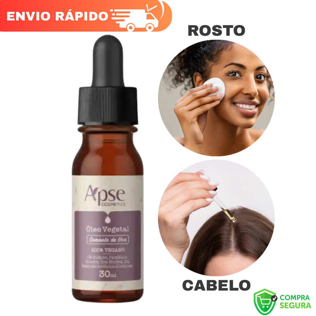 Oleo Vegetal De Semente De Uva 100% Puro Apse - 30ml Cuidados Com a Pele e Cabelo