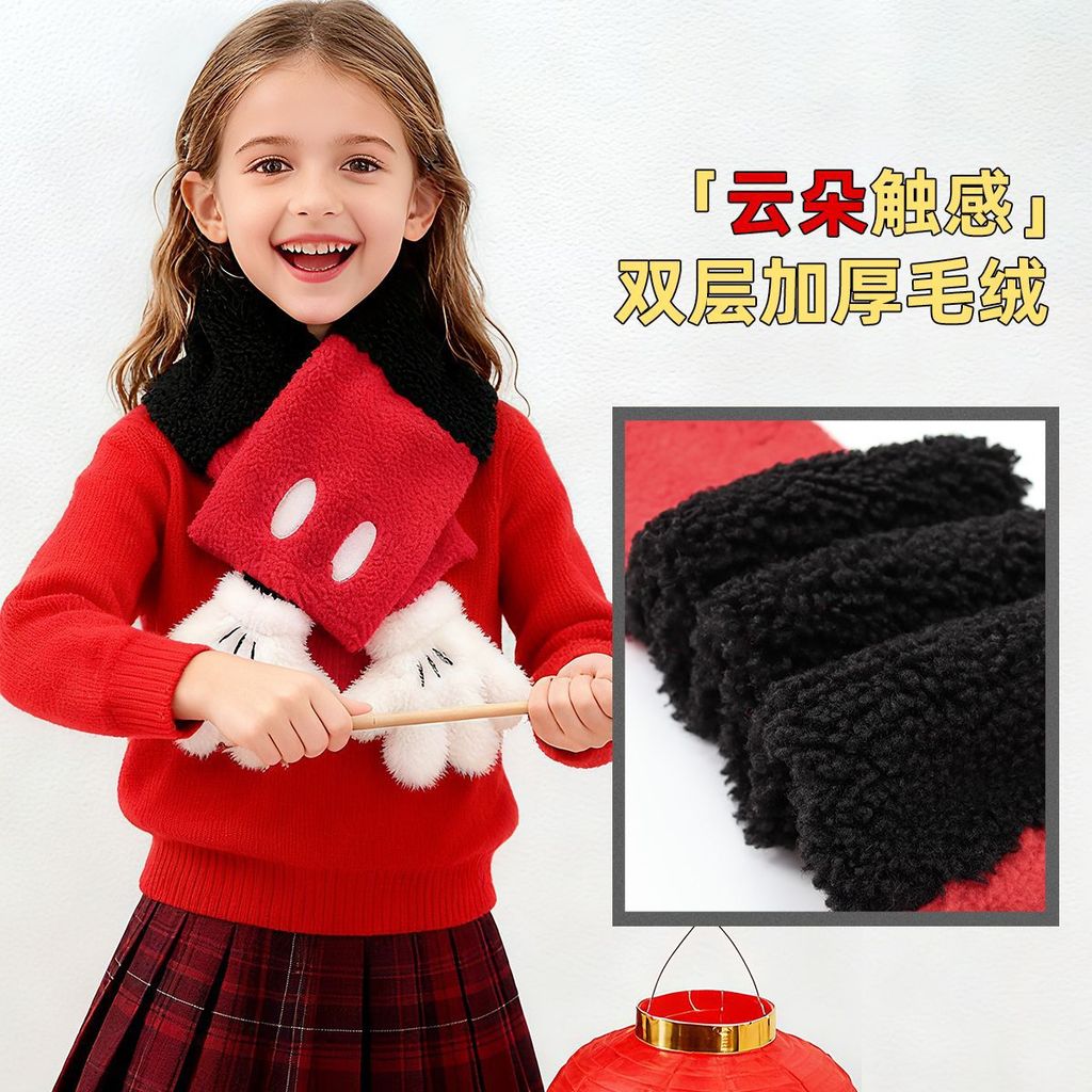 [oklife] Outono Inverno Novo Produto Cachecol de Pelúcia Inverno Cachecol Quente Mickey Ano Novo Lenço Engrossado de Pel